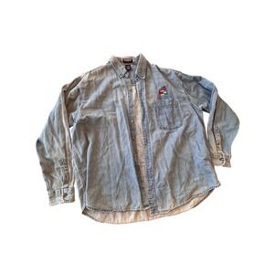 UltraClub Collection XL Denim Shirt Books Are Fun Embroidered Light Wash VTG